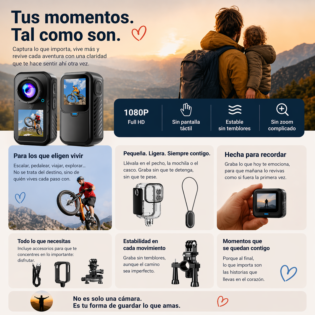 Cámara De Acción WiFi Pantalla Táctil Con Estabilización De 6 Ejes